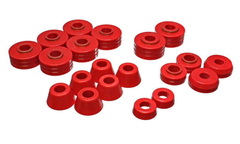 Energy Suspension Fd Bronco Body Mount Set - Red Bushing Kits Energy Suspension