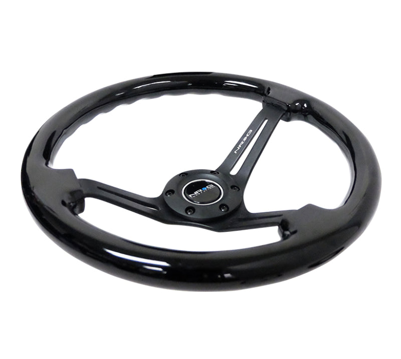NRG Reinforced Steering Wheel (350mm / 3in. Deep) Blk Wood w/Blk Matte Spoke/Black Center Mark Steering Wheels NRG