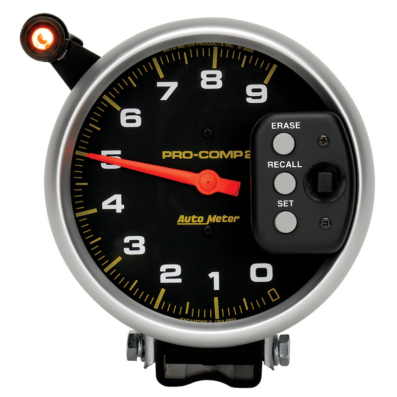 AutoMeter Gauge Tach 5in. 9K RPM Pedestal W/ Quick Lite & Peak Memory Pro-Comp Gauges AutoMeter