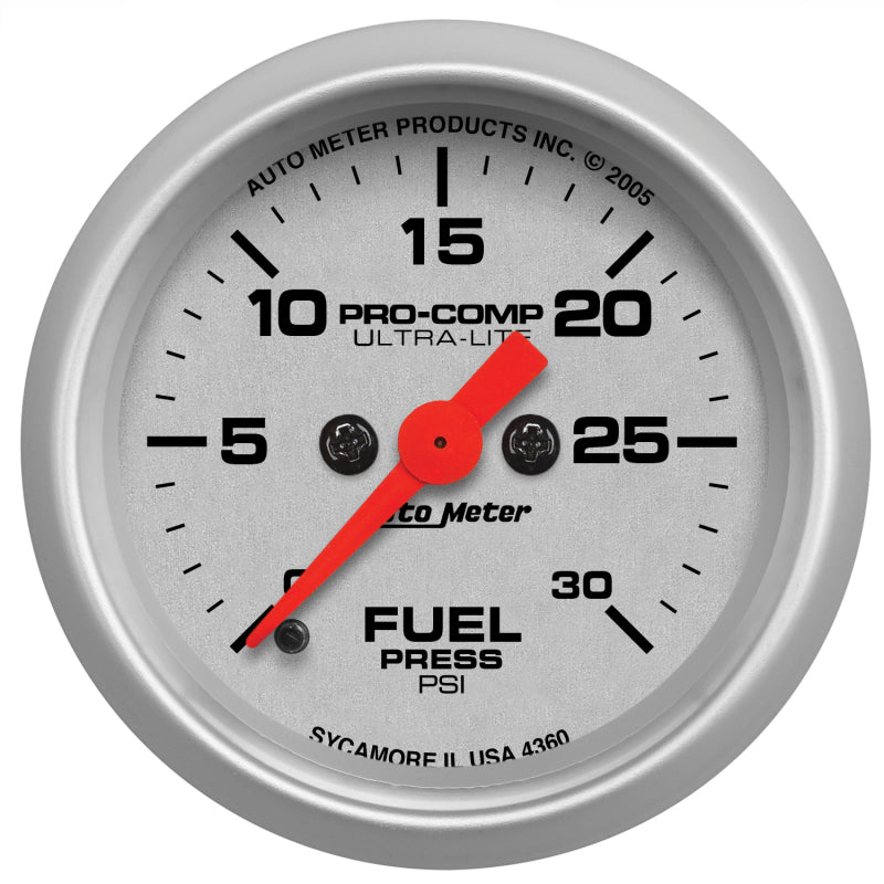 Autometer Ultra-Lite 52mm 0-30 PSI Full Sweep Electronic Fuel Pressue Gauge Gauges AutoMeter