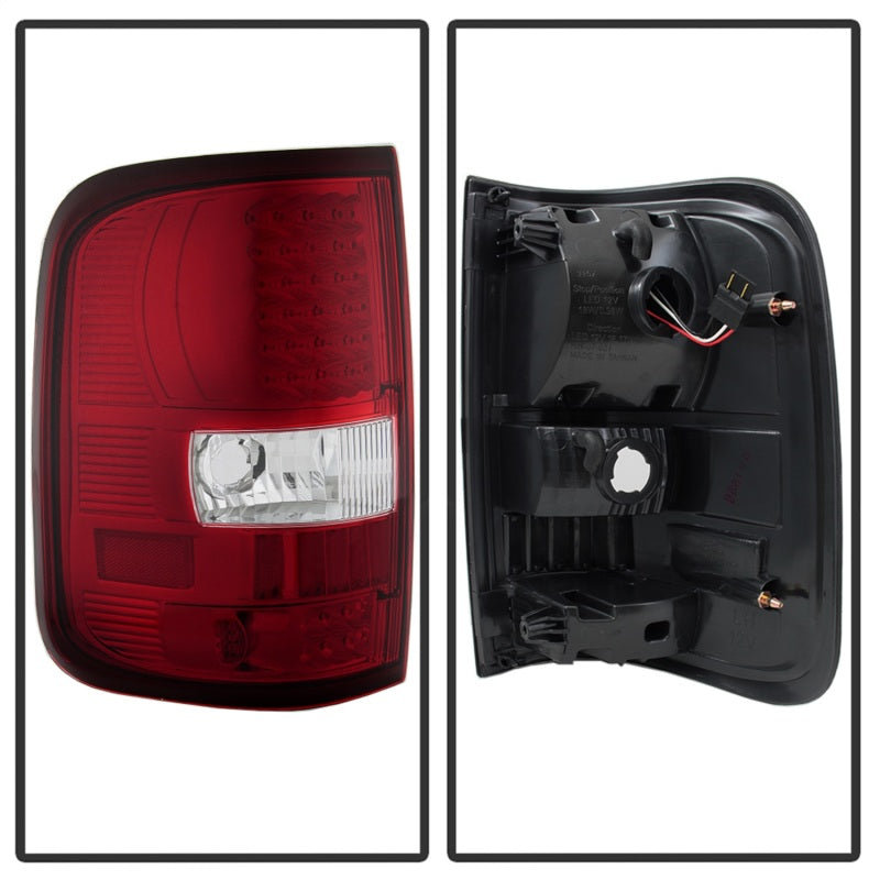 xTune Ford F150 Styleside 04-08 LED Tail Lights Red Clear ALT-ON-FF15004-LED-RC Tail Lights SPYDER