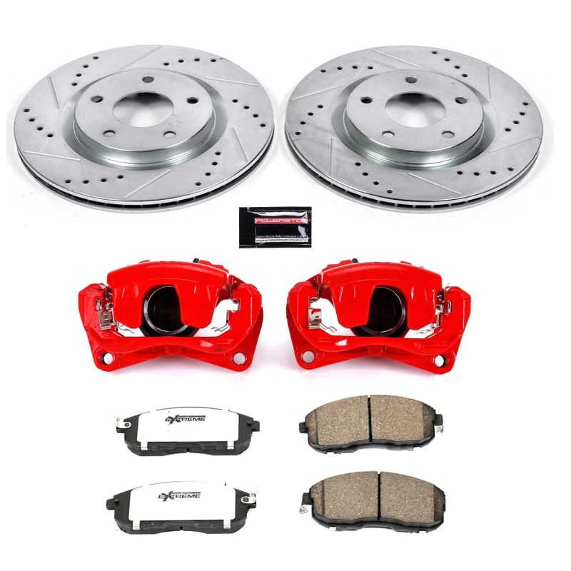 Power Stop 07-12 Nissan Sentra Front Z26 Street Warrior Brake Kit w/Calipers Brake Kits - Performance D&S PowerStop