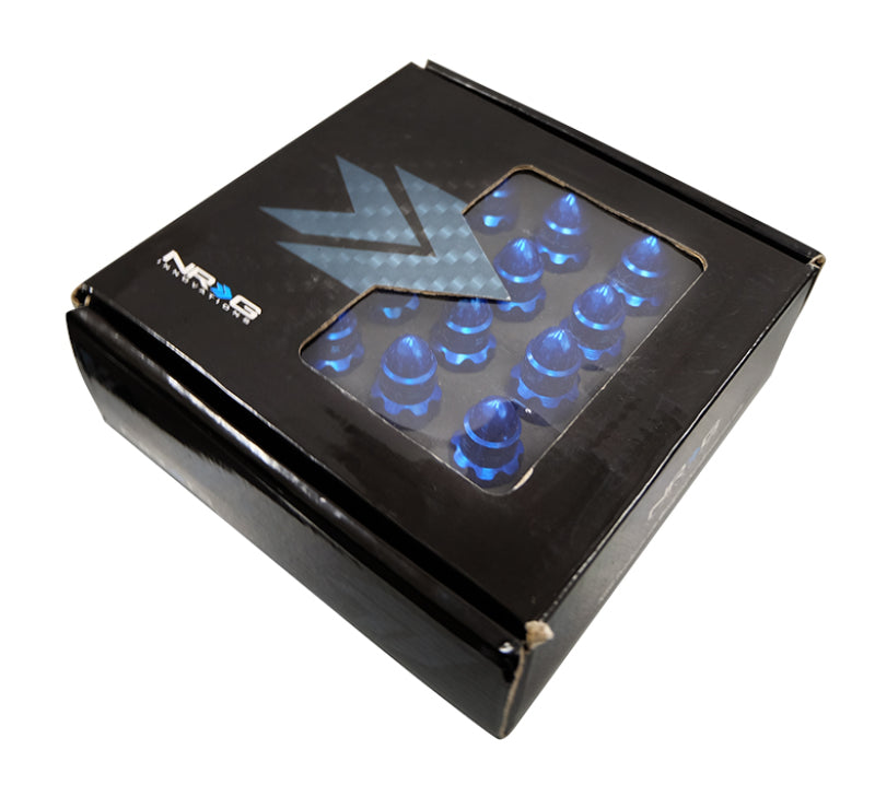 NRG 500 Series M12 X 1.5 Bullet Shape Steel Lug Nut Set - 21 Pc w/Lock Key - Blue Lug Nuts NRG