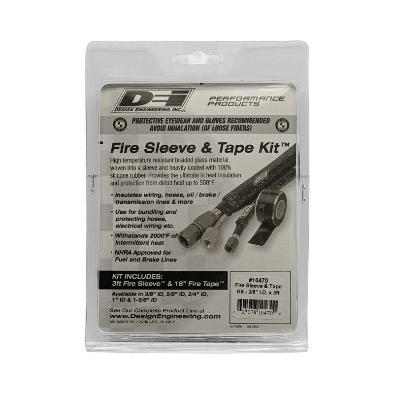 DEI Fire Sleeve and Tape Kit 3/8in I.D. x 3ft Thermal Sleeves DEI