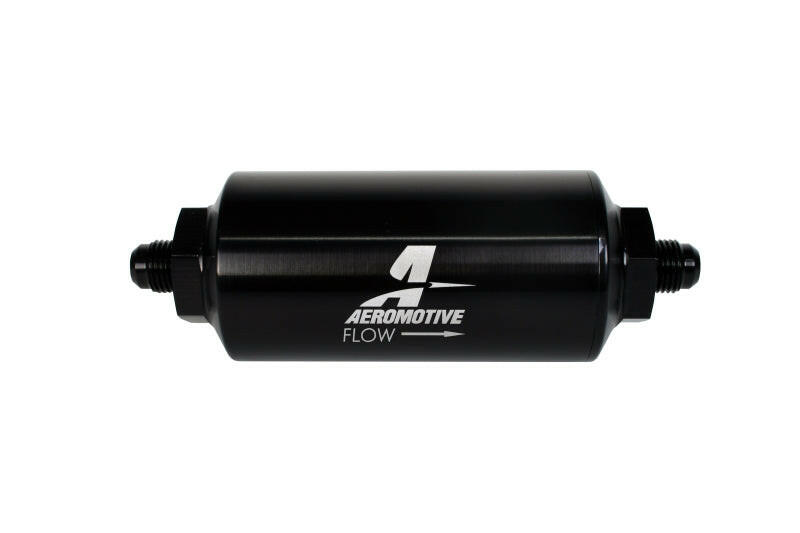 Aeromotive In-Line Filter - (AN-6 Male) 10 Micron Microglass Element Bright Dip Black Finish Fuel Filters Aeromotive