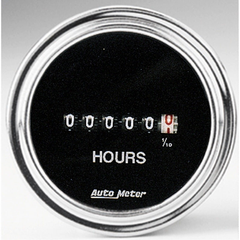 Autometer Traditional Chrome 52mm 100k Short Sweep Electronic Hourmeter Gauges AutoMeter