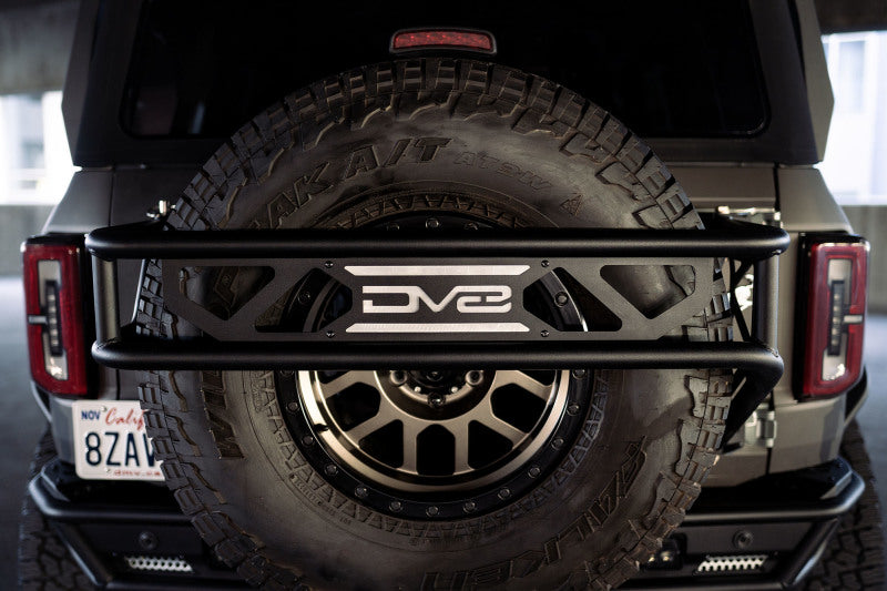 DV8 Offroad 21-23 Ford Bronco Spare Tire Guard & Accessory Mount Hitch Receivers DV8 Offroad