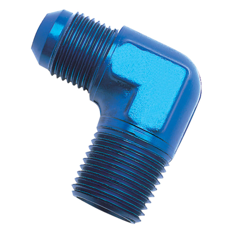 Russell Performance -6 AN to 1/8in NPT 90 Degree Flare to Pipe Adapter (Blue) Fittings Russell