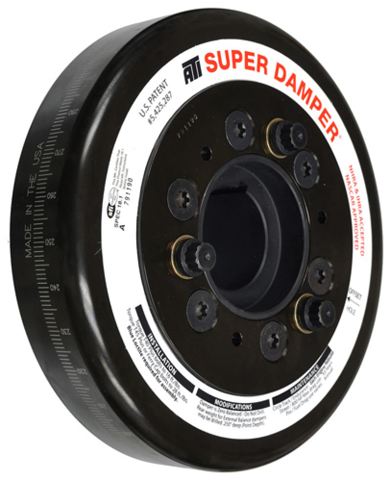 ATI Damper - 7.074in - Steel - Chevy BB - Chevy Front 6 Bolt - w/Blower - 2nd 1/4 Key - 3 Ring - 1Pc Crankshaft Dampers ATI