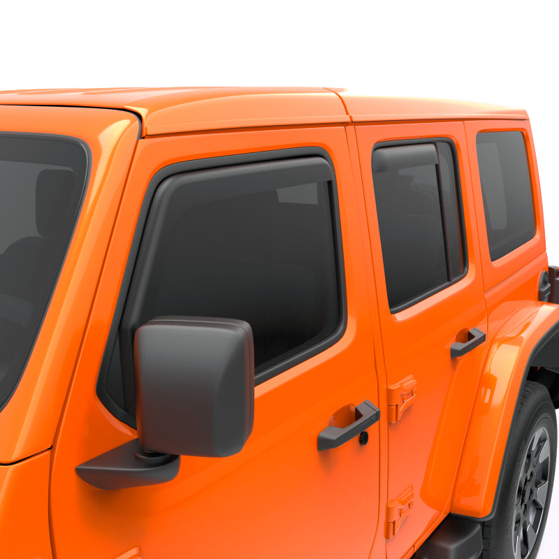 EGR 2018 Jeep Wrangler JL SlimLine In-Channel WindowVisors Set of 4 - Matte Black Wind Deflectors EGR