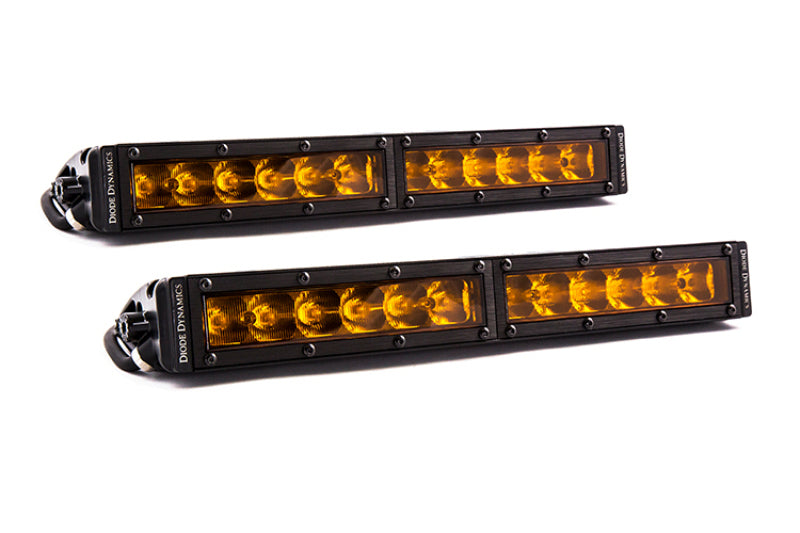 Diode Dynamics 12 In LED Light Bar Single Row Straight - Amber Driving (Pair) Stage Series Light Bars & Cubes Diode Dynamics