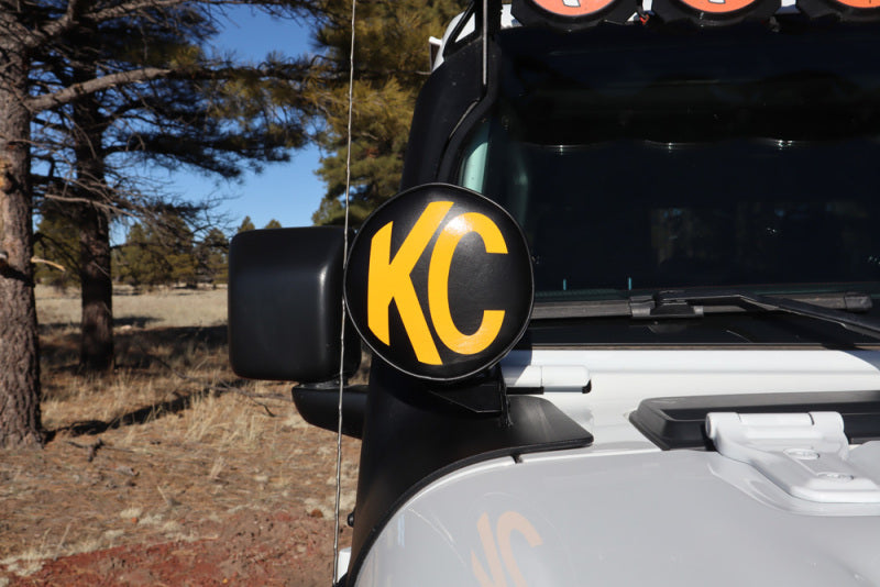 KC HiLiTES 6in. Round Soft Cover (Pair) - Black w/Yellow KC Logo Light Covers and Guards KC HiLiTES