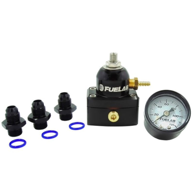 Fuelab 535 EFI Adjustable Mini FPR 25-90 PSI (2) -6AN In (1) -6AN Return (3) -6AN ORB w/Gauge Kit Fuel Pressure Regulators Fuelab