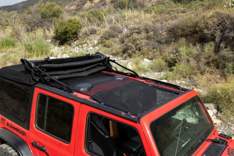 Rampage 2018-2019 Jeep Wrangler(JL) Unlimited Sport 4-Door Mesh Shade Top - Extended - Black Soft Tops Rampage