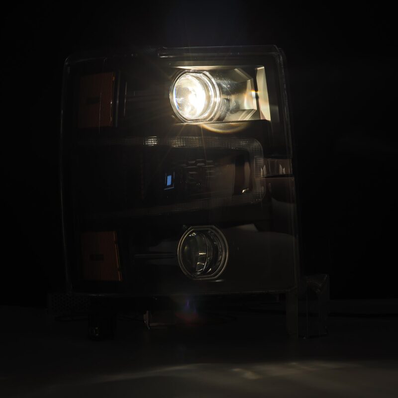 AlphaRex 14-15 Chevy 1500 PRO-Series Projector Headlights Black w/ Sequential Signal & DRL Headlights AlphaRex