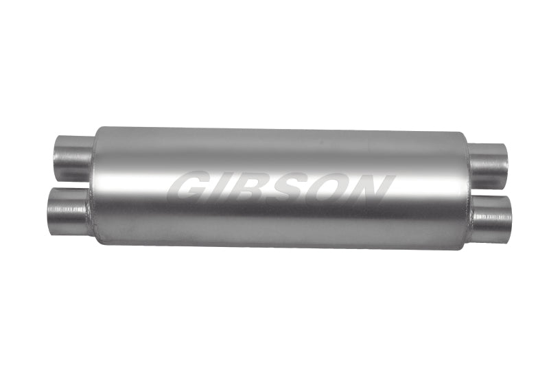 Gibson SFT Superflow Dual/Dual Round Muffler - 8x24in/3in Inlet/2.5in Outlet - Stainless Muffler Gibson