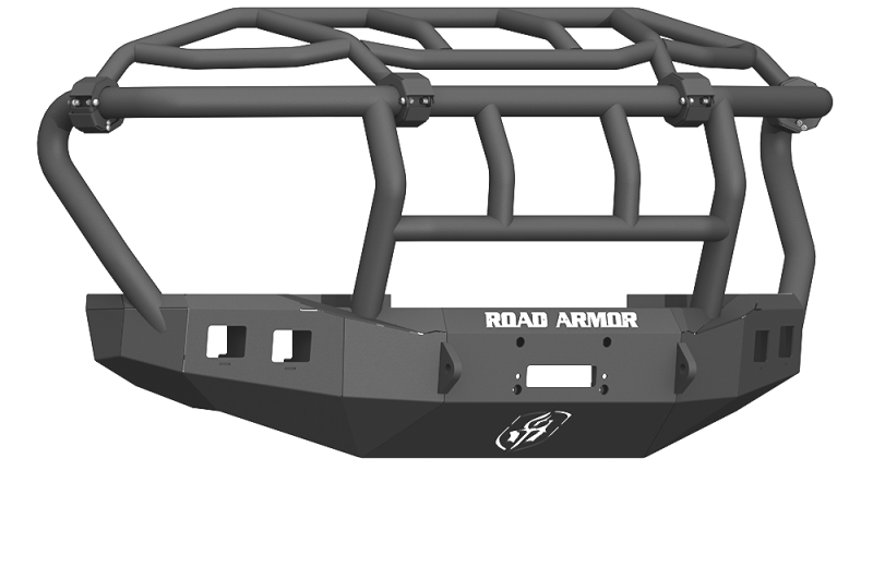 Road Armor 17-20 Ford F-250 Stealth Wide Fender Front Winch Bumper w/Intimidator Guard - Tex Blk Bumpers - Steel Road Armor