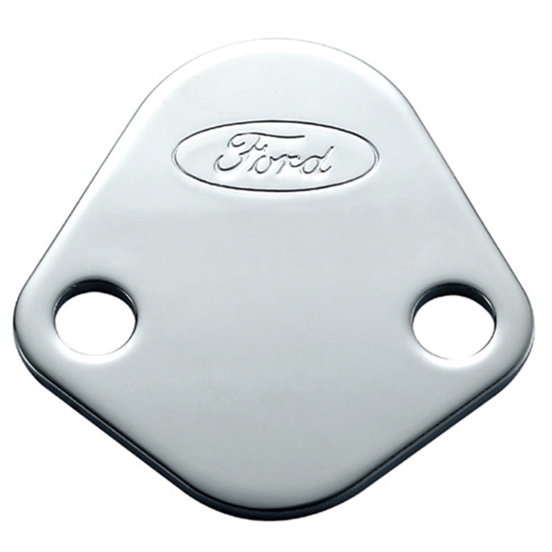 Ford Racing Ford Logo Fuel Pump Blockoff Plate - Chrome Block Off Plates Ford Racing
