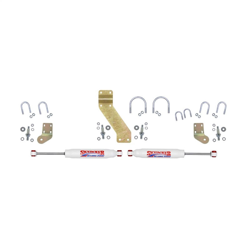 Skyjacker 66-77 Ford Bronco 4WD 7000 Dual Stabilizer Kit w/ White Cylinders Steering Dampers Skyjacker