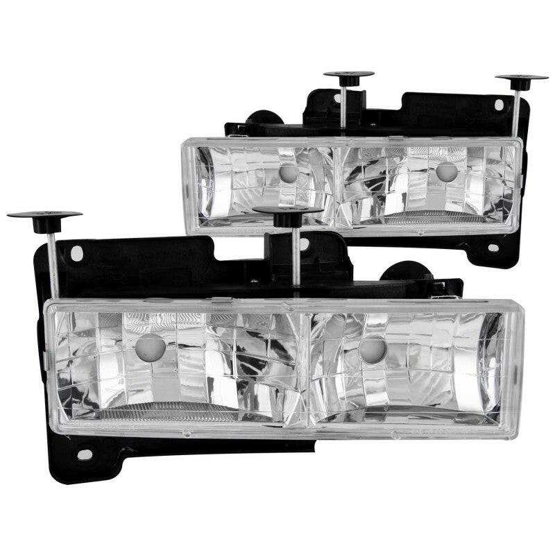 ANZO 1988-1998 Chevrolet C1500 Crystal Headlights Chrome w/o Bulbs Headlights ANZO