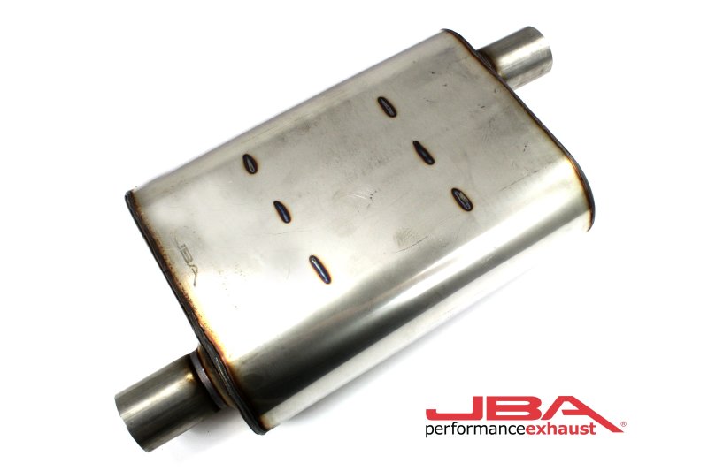 JBA Universal Chambered Style 304SS Muffler 13x9.75x4 2in Inlet Diameter Offset/Offset Muffler JBA