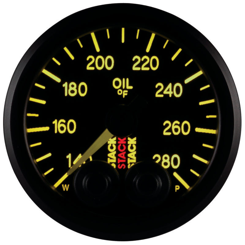 Autometer Stack Instruments 52mm 140-280 Deg F 1/8in NPTF Male Pro Control Oil Temp Gauge - Black Gauges AutoMeter