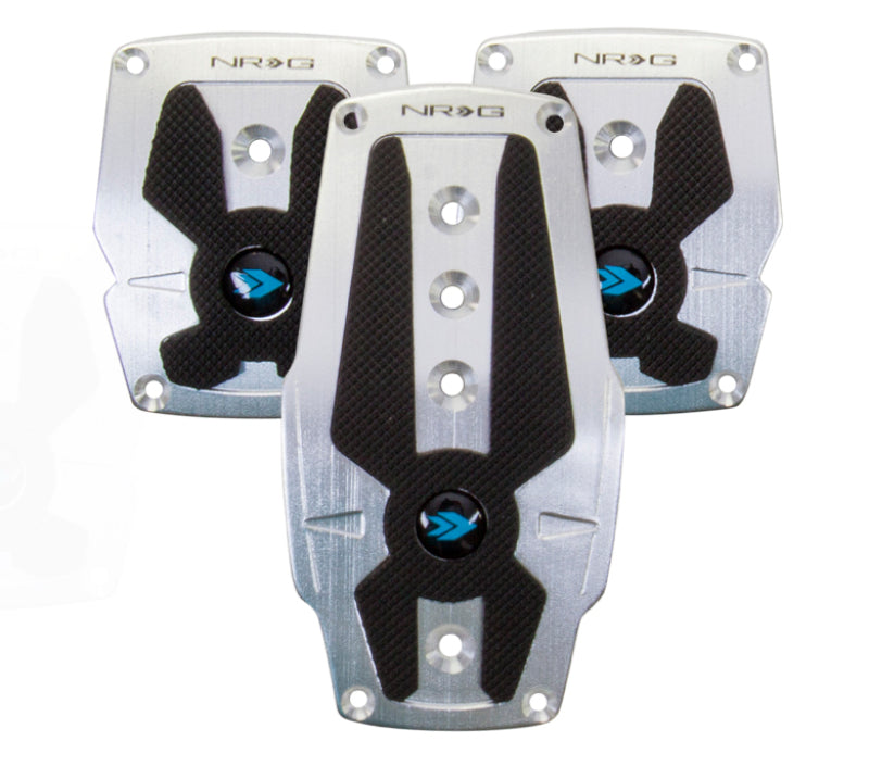 NRG Brushed Aluminum Sport Pedal M/T - Silver w/Black Rubber Inserts Pedal Covers NRG