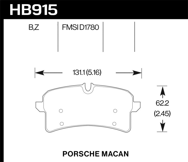 Hawk 16-18 Porsche Macan HPS 5.0 Street Rear Brake Pads Brake Pads - Performance Hawk Performance