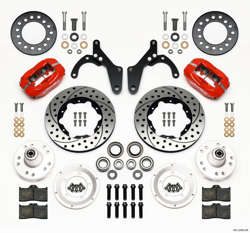 Wilwood Forged Dynalite Front Kit 11.00in Drill-Red 59-64 Chevy Impala / 63-64 Corvette Big Brake Kits Wilwood