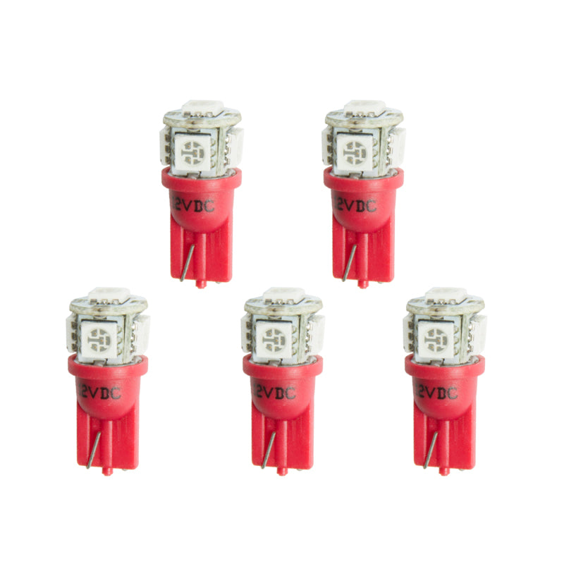 Autometer Red LED Replacement T3 Wedge Bulb Kit - Pack of 5 Gauges AutoMeter