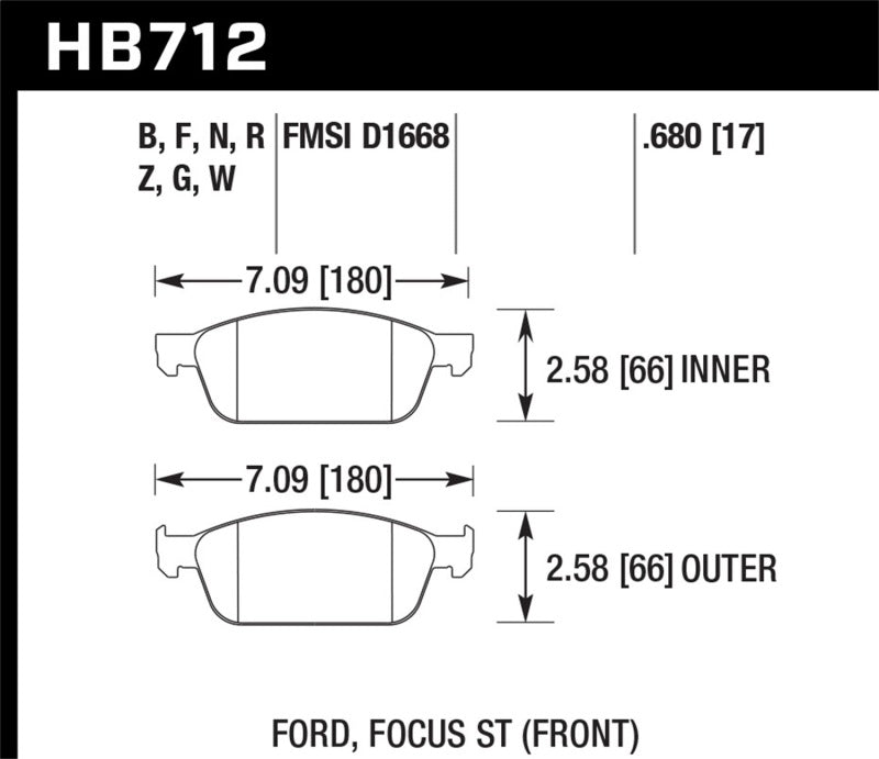 Hawk 13-14 Ford Focus 2.0L ST Front ER-1 Brake Pads Brake Pads - Racing Hawk Performance