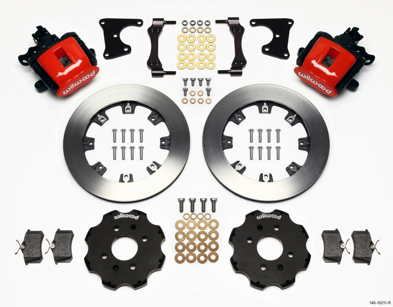 Wilwood Combination Parking Brake Rear Kit 12.19in Red Civic / Integra Drum 2.71 Hub Offset Brake Calipers - Perf Wilwood
