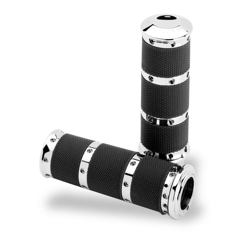 Performance Machine Handle Grip Set- XL Rubber 2K8 - Chrome Grips Performance Machine