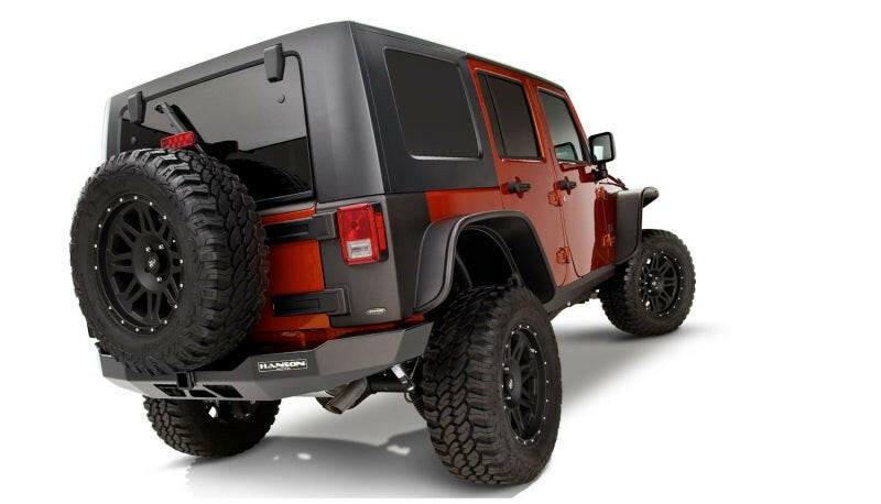 Bushwacker 07-18 Jeep Wrangler Unlimited Flat Style Flares 4pc 4-Door Sport Utility Only - Black Fender Flares Bushwacker