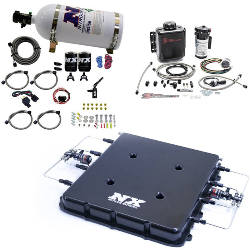 Nitrous Express Nitrous & Water Injection Kit w/Billet LT4 Supercharger Lid w/10lb Bottle Nitrous Systems Nitrous Express