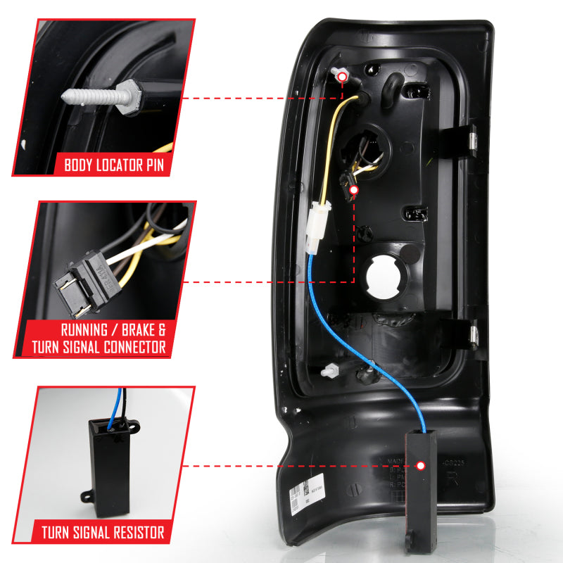 ANZO 1994-2001 Dodge Ram 1500 LED Taillights Plank Style Chrome w/ Clear Lens Tail Lights ANZO