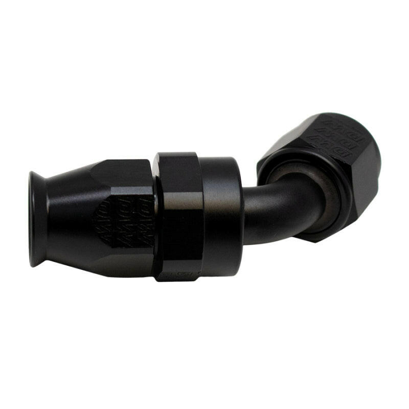 DeatschWerks 8 AN Female Flare Swivel 60-Degree Hose End PTFE - Anodized Matte Black Fittings DeatschWerks