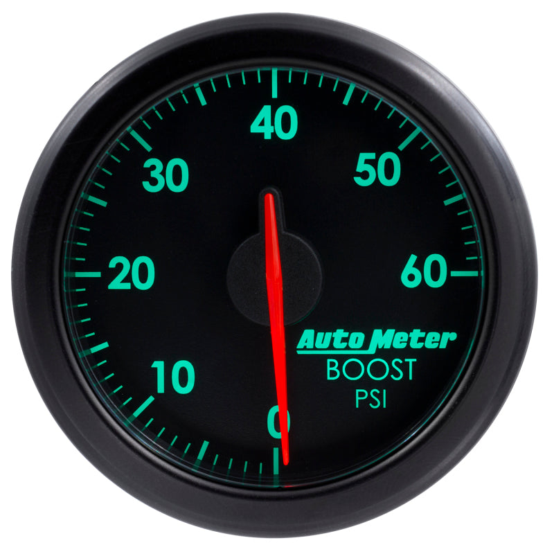 Autometer Airdrive 2-1/6in Boost Gauge 0-60 PSI - Black Gauges AutoMeter