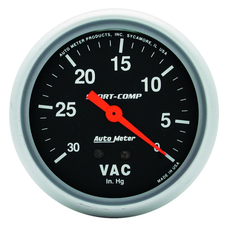 AutoMeter Gauge Vacuum 2-5/8in. 30Inhg Mechanical Sport-Comp Gauges AutoMeter