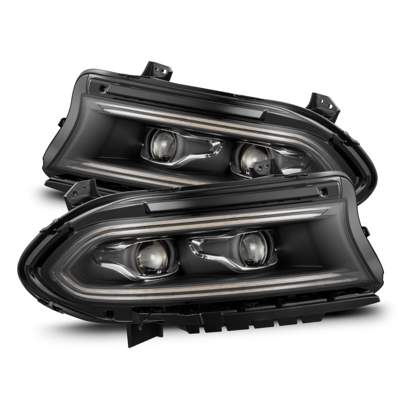 AlphaRex 15-23 Dodge Charger LUXX-Series LED Proj Headlights Black w/Activtn Lgt & Seq.Sig / SB DRL Headlights AlphaRex