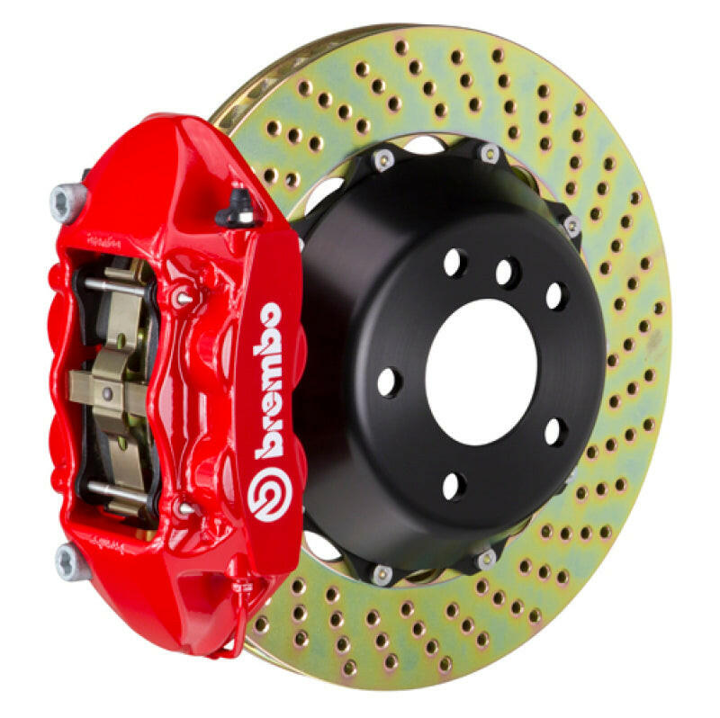 Brembo 03-09 Range Rover Rear GT BBK 4 Piston Cast 380x28 2pc Rotor Drilled-Red Brake Kits - Performance Slot Brembo