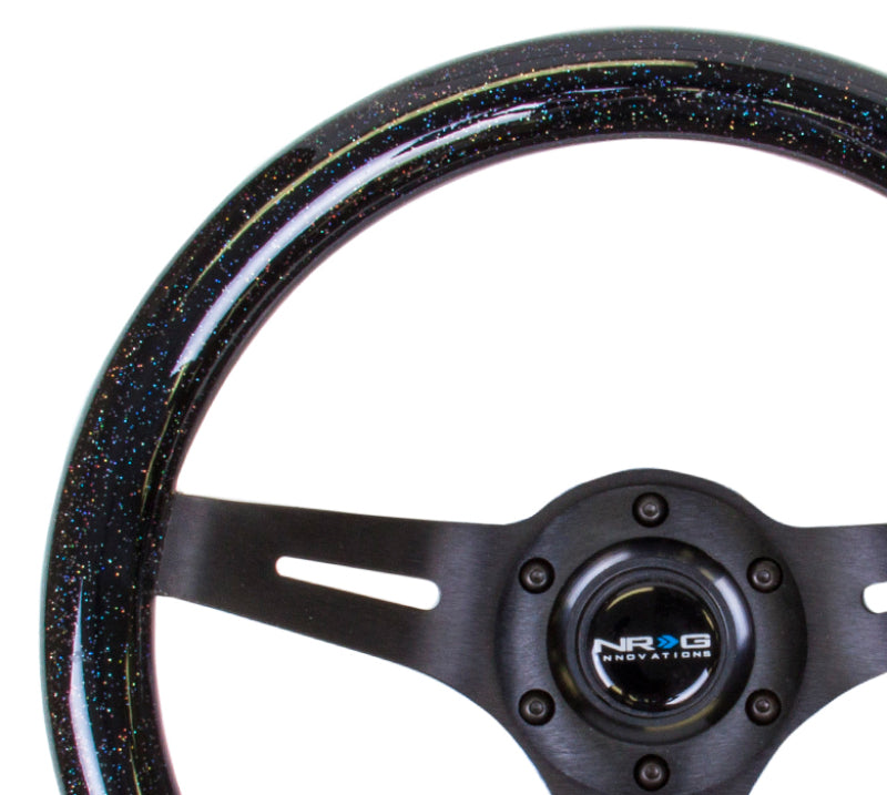 NRG Classic Wood Grain Steering Wheel (310mm) Black Sparkle w/Blk 3-Spoke Center Steering Wheels NRG