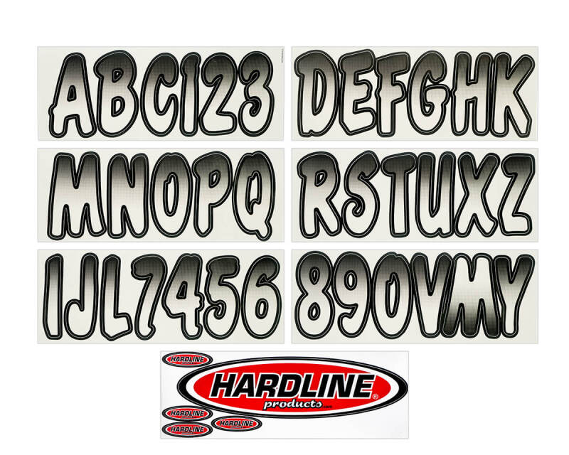 Hardline Boat Lettering Registration Kit 3 in. - 200 White/Black Stickers/Decals/Banners Hardline