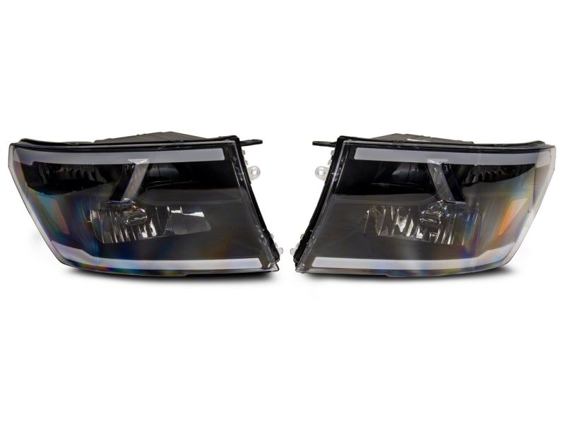 Raxiom 09-18 Dodge RAM 1500/2500/3500 Axial Series Headlights w/ LED Bar- Black Housing (Clear Lens) Headlights Raxiom