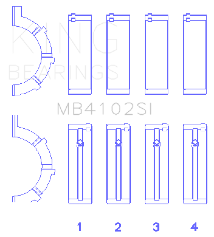 King Engine Bearings Chrysler 226 3.7L (Size .026) Crankshaft Main Bearings (Set of 4) Bearings King Engine Bearings