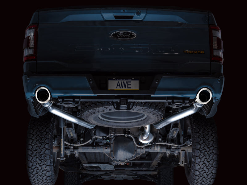 AWE Tuning 2021+ Ford F150 Tremor w/ Bumper Cutouts 0FG Resonated Cat-Back w/ Chrome Silver Tips Catback AWE Tuning