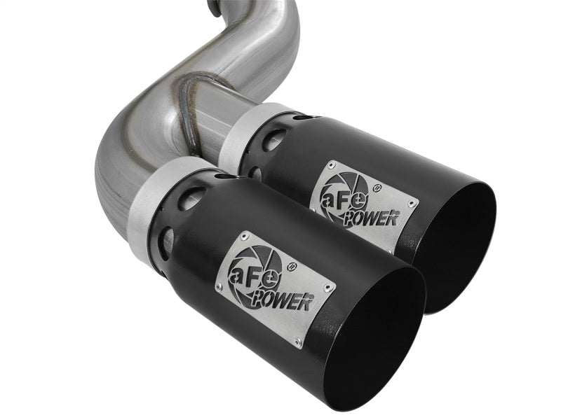 aFe Rebel XD 4in SS DPF-Back Exhaust 17-18 Ford Diesel Trucks V8-6.7L (td) w/ Dual Black Tips DPF Back aFe