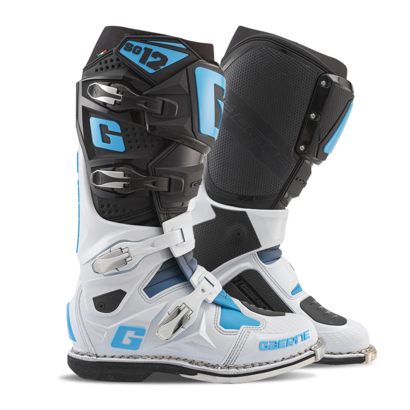 Gaerne SG12 Limited Edition Boot Black/White/Carolina Blue - Size 9 Motorcycle Boots Gaerne