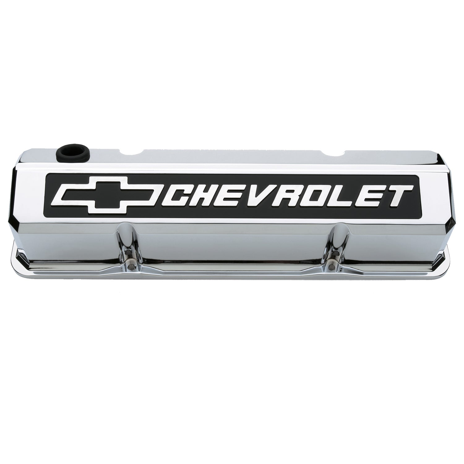SBC Slant Edge Chrome V/C Tall Raised Logo Engine Valve Cover Proform