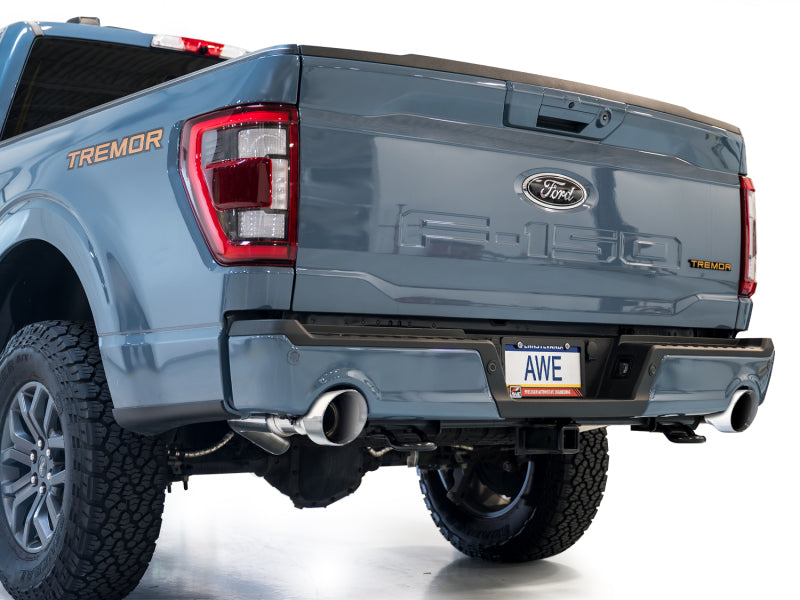 AWE Tuning 2021+ Ford F150 Tremor w/ Bumper Cutouts 0FG Resonated Cat-Back w/ Chrome Silver Tips Catback AWE Tuning